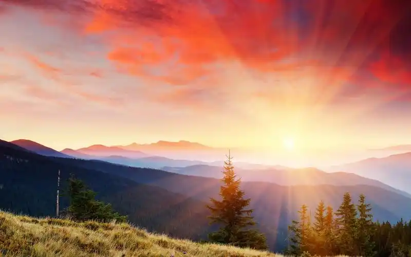 美丽彩色的霞光唯美夕阳风景