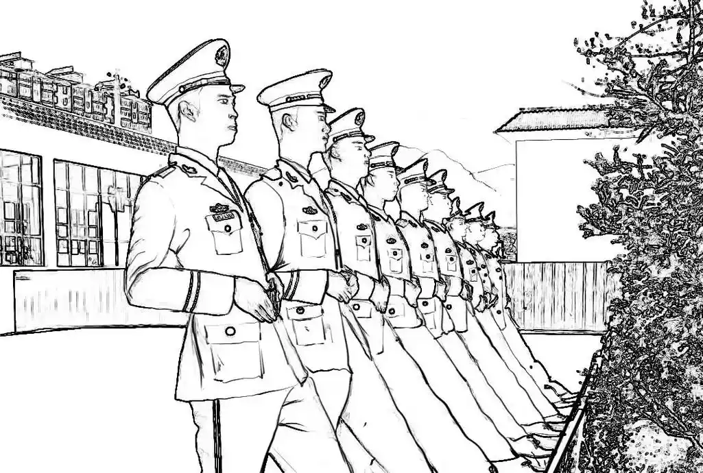 黑白线条看武警战士.夏日炎炎铸铁军,厉兵秣马正当时. 一张张 - 抖音