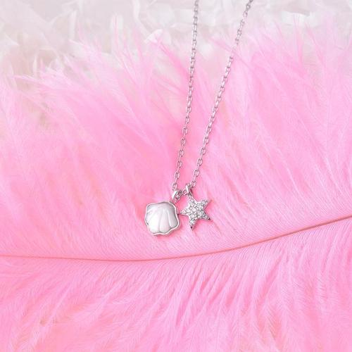 2021新款ins简约冷淡风海星贝壳银项链女小众设计潮网红轻奢气质