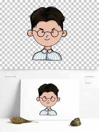 眼镜老师人物头像8104839手绘可爱卡通头像文艺男青年复古美女气质