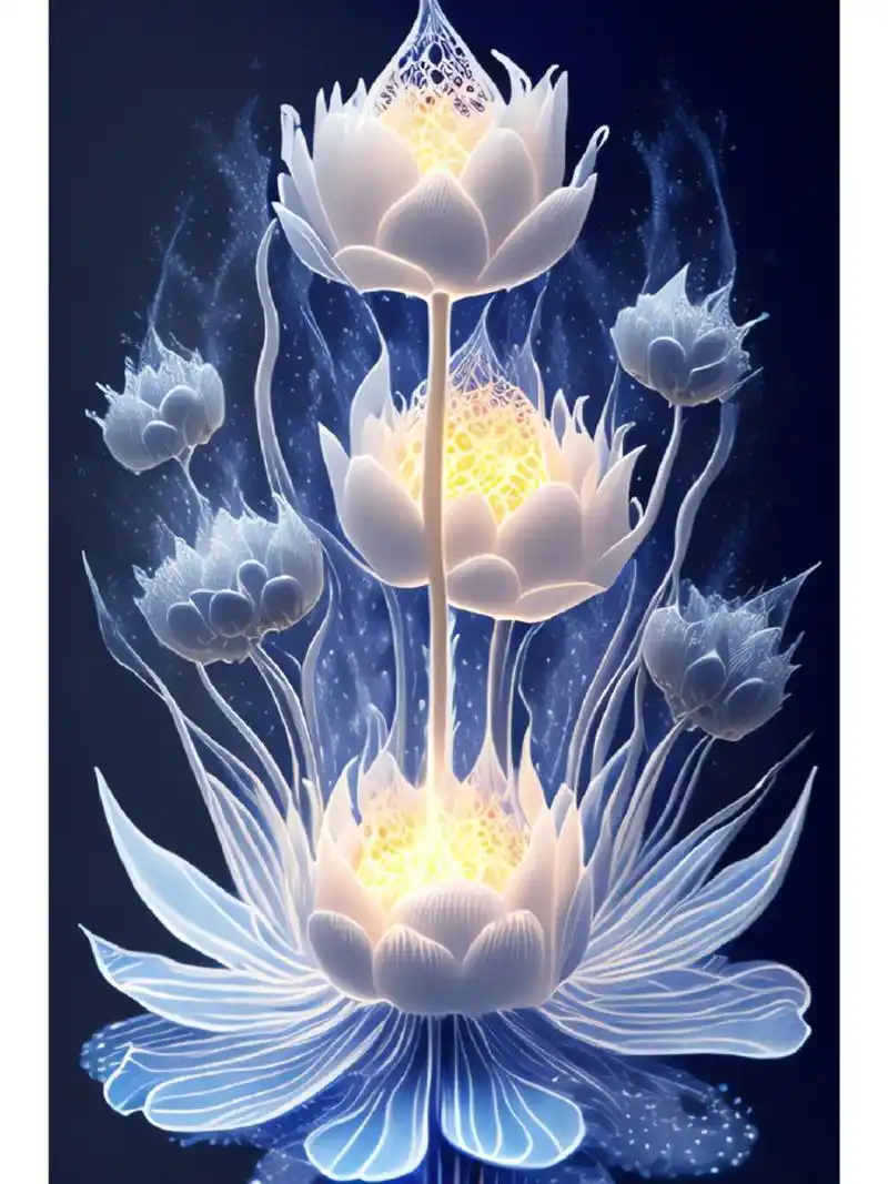 蓝色莲花 ,佛光普照,佛缘. #ai绘画