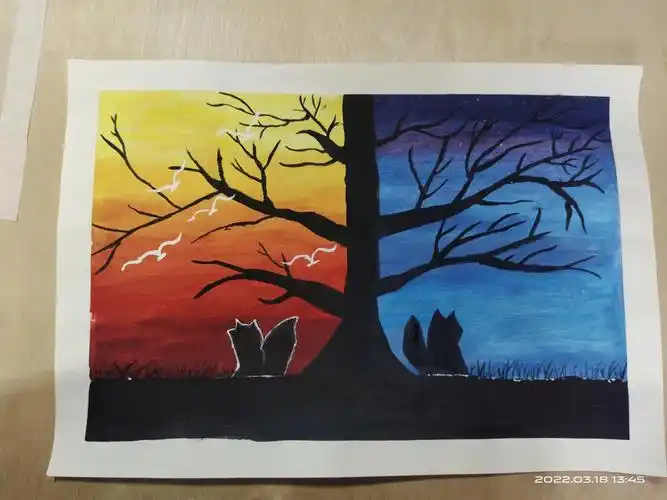 冷暖色调水粉画