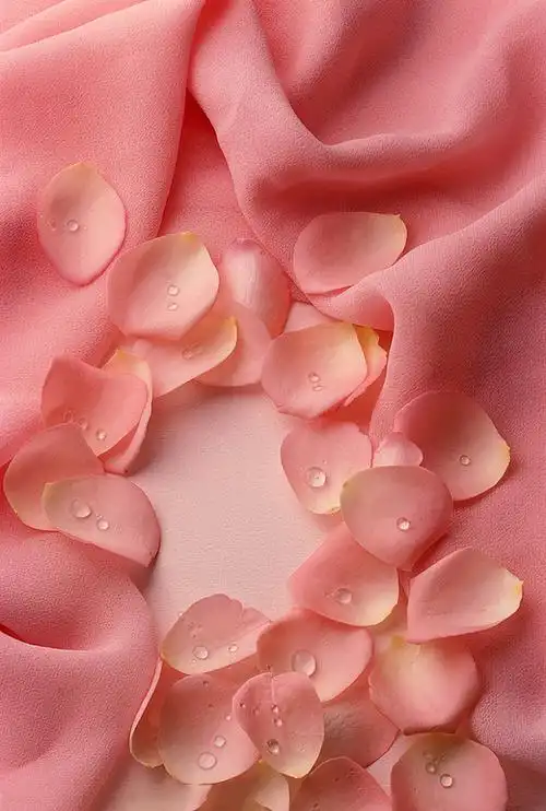浪漫粉色花瓣轻纱背景