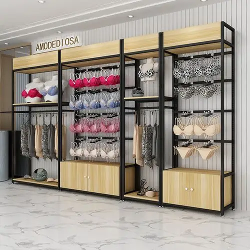 内衣展示架展示柜靠墙文胸内裤铁艺货架女士内衣中岛内衣货架