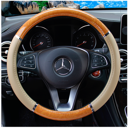 新款夏季桃木方向盘套真皮革车盘套汽车把套方向套轿车把套成熟型