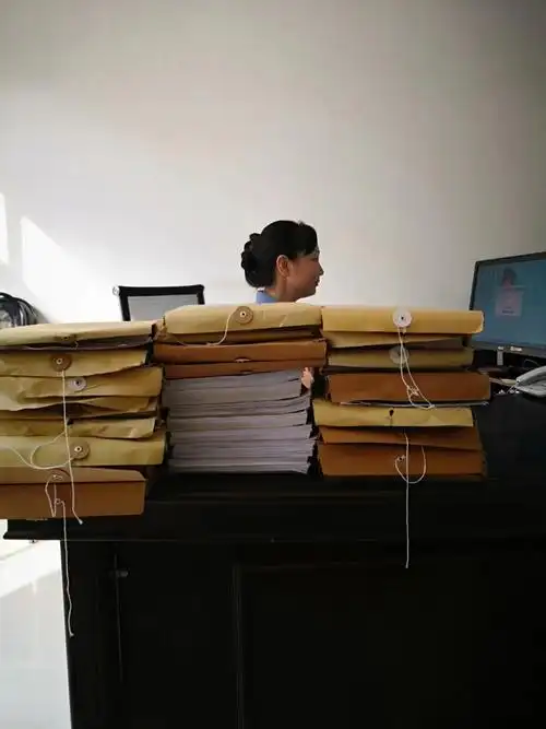 高丽文办公桌堆满了案卷