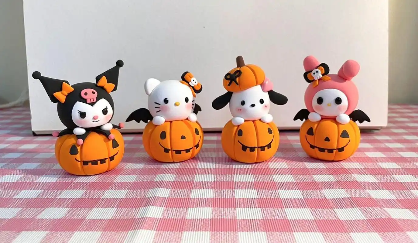 超轻粘土捏了三丽鸥系列 绞尽脑汁捏了南瓜三丽鸥 是万圣节系列呀