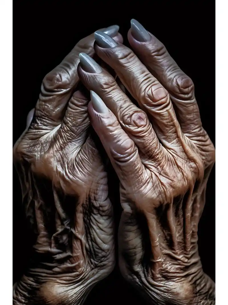 母亲苍老的手(绘画素材) 母亲的手很粗糙布满老茧,皱纹,苍老的手长年