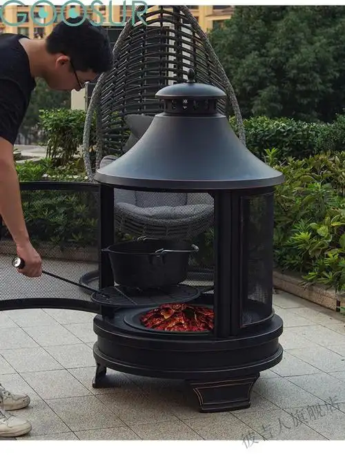 壁炉真火户外工匠庭院采暖壁炉取暖烤火炉烧烤架炉具木炭别墅花园露台