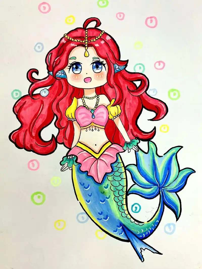 美人鱼绘画过程图.#图文种草机 #二次元 #美人鱼绘画#动漫 - 抖音