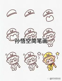 孙悟空简笔画 大家好!今天来画孙悟空猿 1 圆脸,点上眼睛