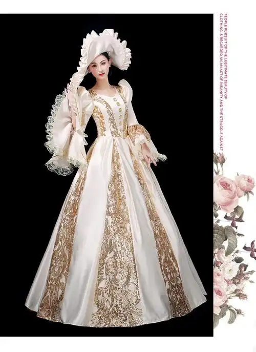 演出服女欧洲古典宫廷风中世纪洋装演出舞台装复古欧式贵族晚礼服裙女