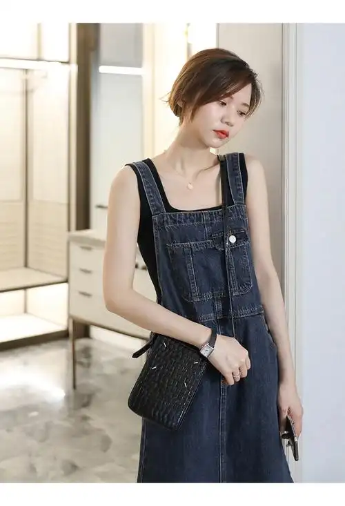 2021新款 牛仔背带裙女夏韩版小个子洋气减龄复古牛仔裙中长款