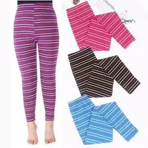 女纯棉秋裤莱卡棉女士条纹女单件中老年人高腰大码舒适抗菌线裤