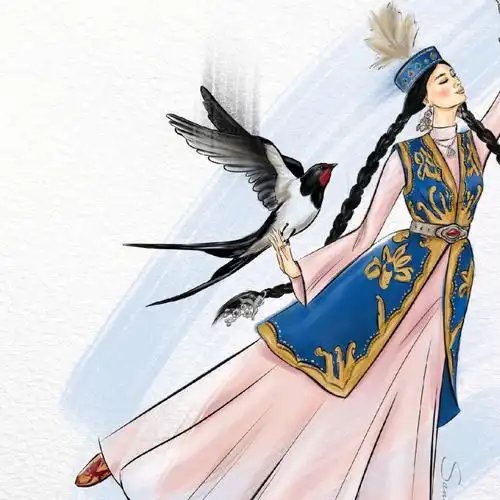 哈萨克族姑娘头像系列背景图