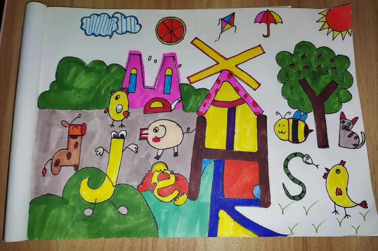 每天学习一点点 英文字母创意绘画分享#亲子时光陪伴孩子成长 - 抖音