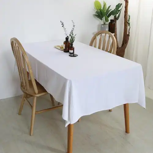 简约现代 白色棉咖啡厅西餐厅用餐桌布艺台布茶几盖布活动