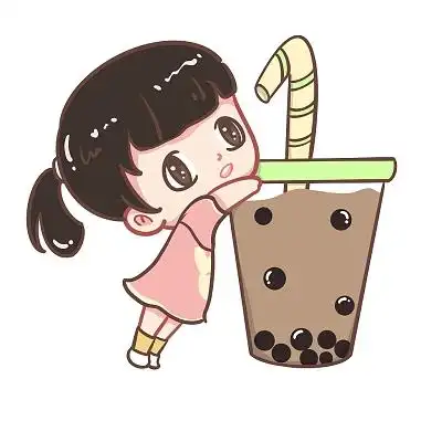 喝奶茶psd素材可爱兔子简笔画表情包有趣卡通动物喝奶茶手绘元素珍珠