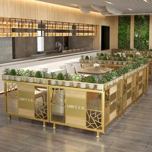 铁艺隔断餐厅饭店火锅店卡座围栏轻奢装饰工业风镂空花槽矮隔断