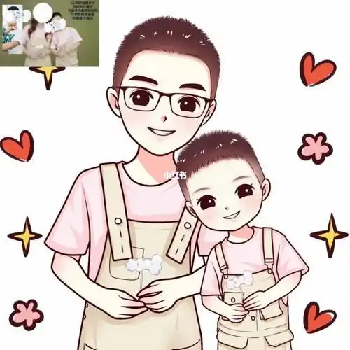 卡通头像 简笔画一家三口的卡通头像背影简笔画手绘头像定制q版卡通