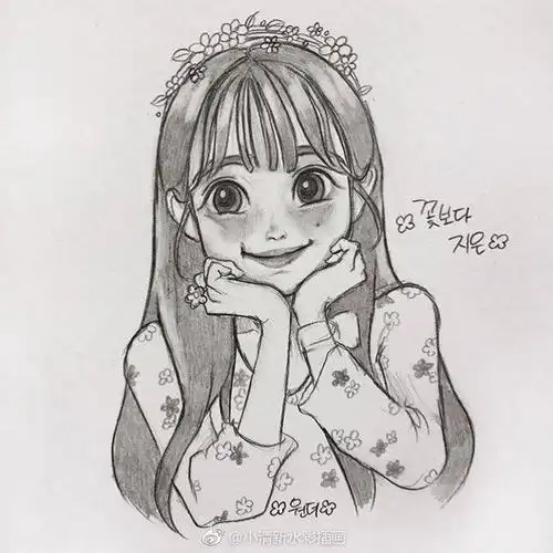 卡通少女,素描少女头像