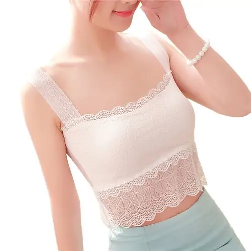 打底小背心女 短款 防走光 性感_甜美蕾丝少女抹胸内衣夏季韩版防走光