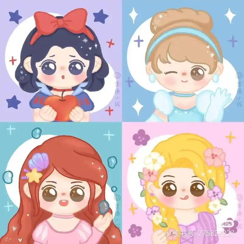 迪士尼公主闺蜜头像 #可爱头像 - 抖音
