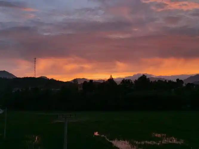 夕阳西下 乡村美好夕阳