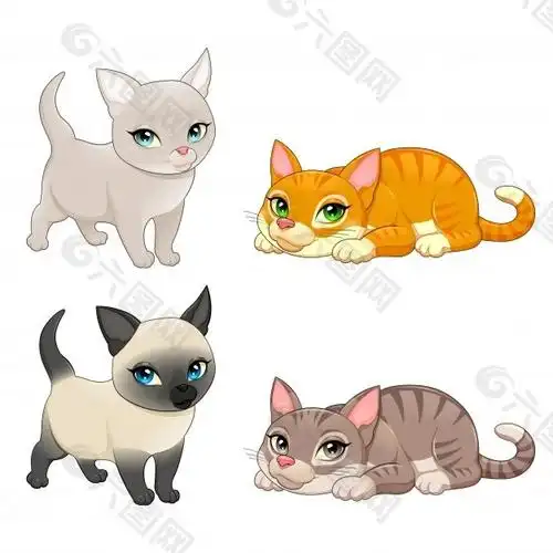 4只可爱的猫