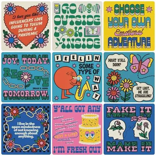 复古插画风文字排版设计