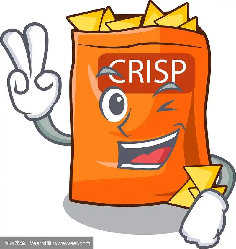 两个手指酥脆的薯片在碗卡通