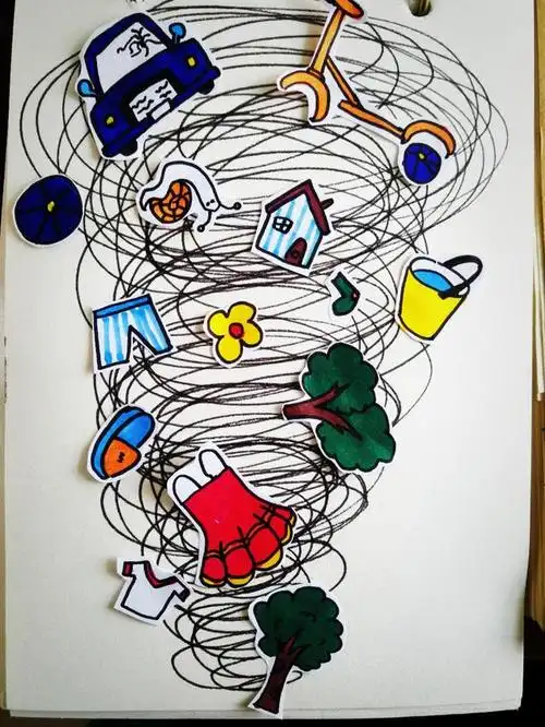 龙卷风儿童创意画(简单的儿童创意画龙卷风来喽)(3)