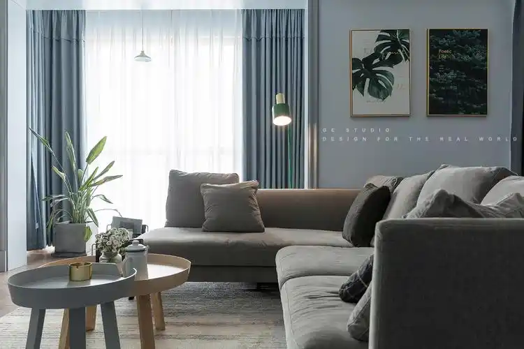 客厅窗帘1装修效果图【季意】四居北欧风客厅沙发图