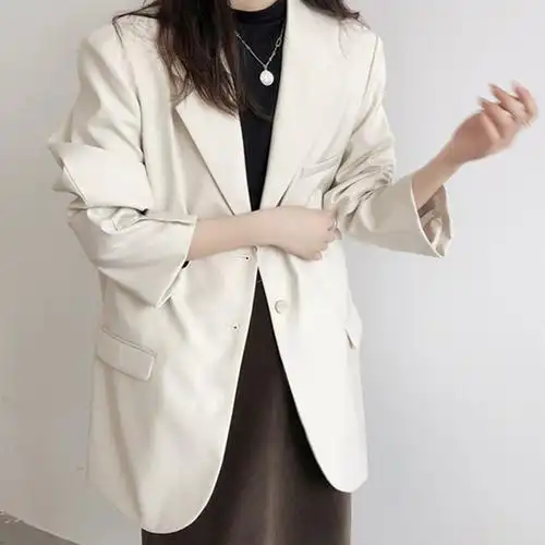 白色西装外套女春秋韩版英伦风大学生气质宽松韩版正装套装小西服