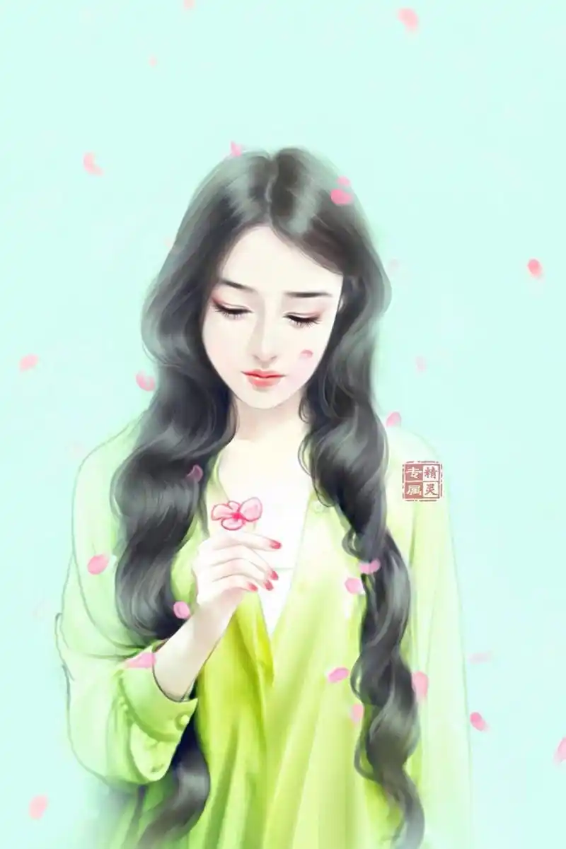 现代手绘插画女 专属精灵