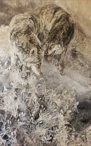 "狼"～肖伟工笔画欣赏