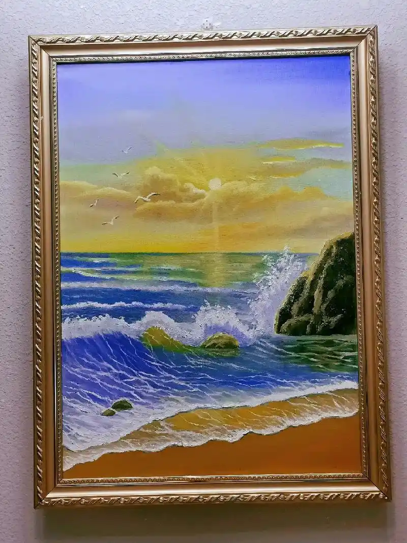 今天画大海!去海边看看吧!#手绘油画 #愿所有的美好和期待都 - 抖音