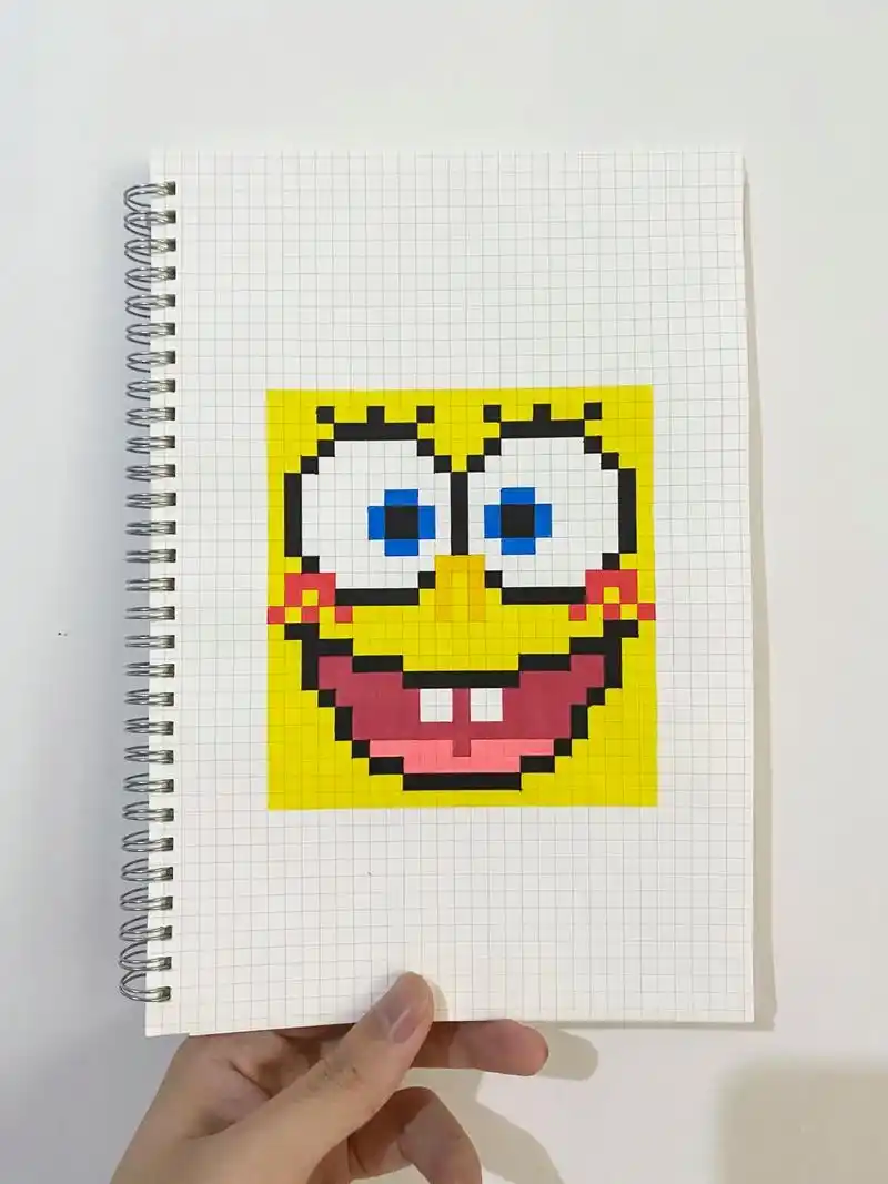 像素画:海绵宝宝07.天天开心 #像素画 #海绵宝宝 - 抖音