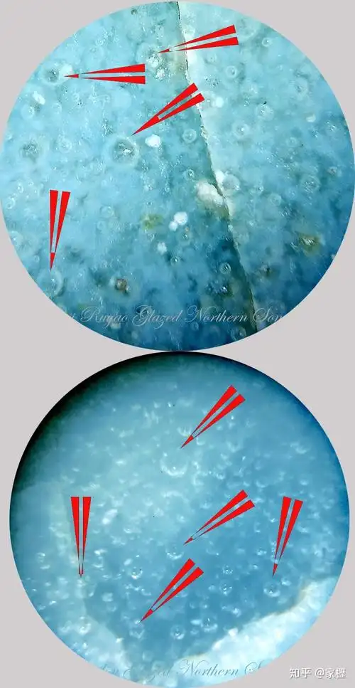 这就说明釉的烧造情况雷同,质地也许不一定完全一致,但是气泡的分