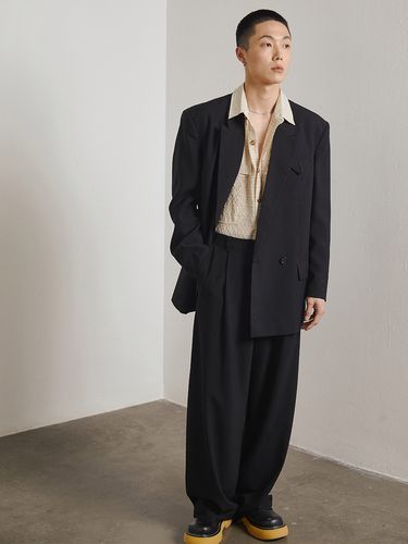 fermentedshirt2021春夏宽肩双排复古休闲西装日本进口休闲西服