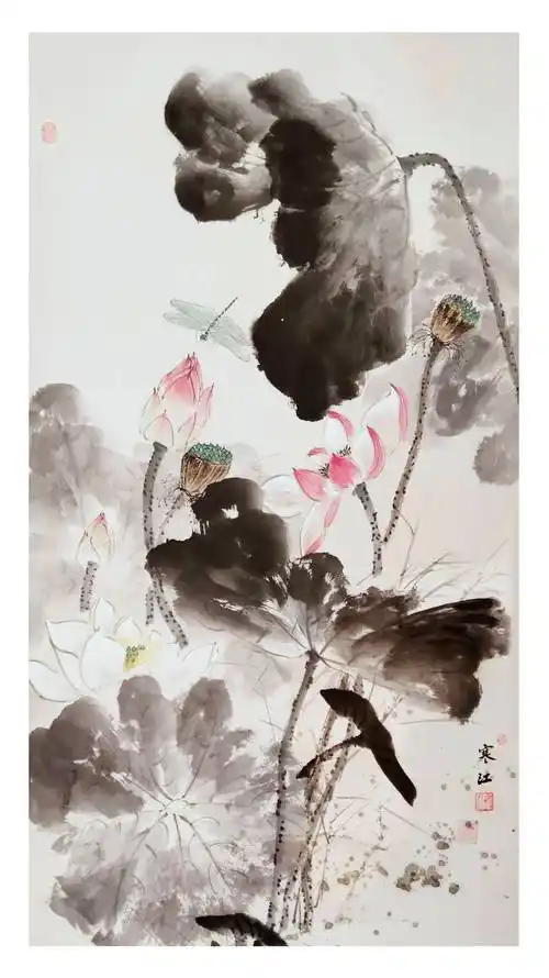 界画寒江---工笔画《荷花小鸟》(2023年第三版)