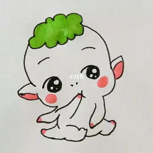 带彩色胡巴简笔画