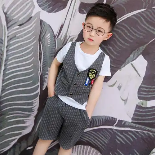 六一儿童演出服男童套装夏装2018新款儿童夏季帅气宝宝园服5潮6岁