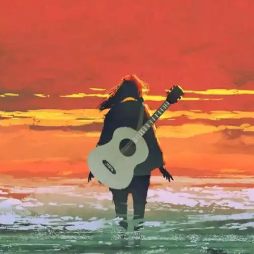 吉他女生背影励志头像图片成长是一场冒险在孤独中前行