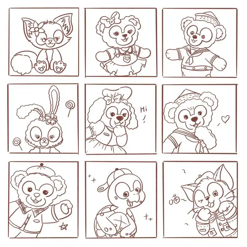 星黛露 玲娜贝儿和她的朋友们  达菲熊家族 #画画#  #简笔画# #手绘