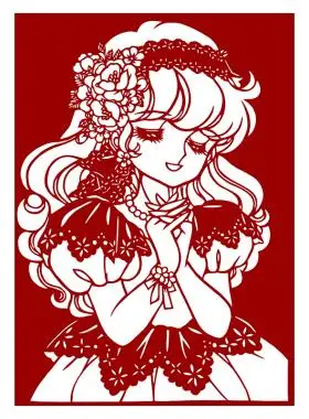 卡通动画人物剪纸图案黑白打印底稿高清纯手工刻纸素材图样复印稿