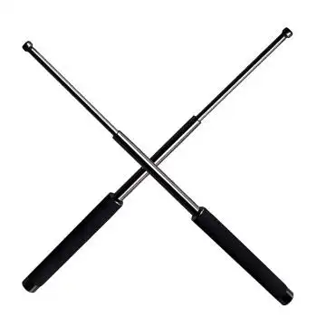 防身伸缩甩棍户外三节棍 保安棍防狼逃生伸缩棍 钛黑色 21寸