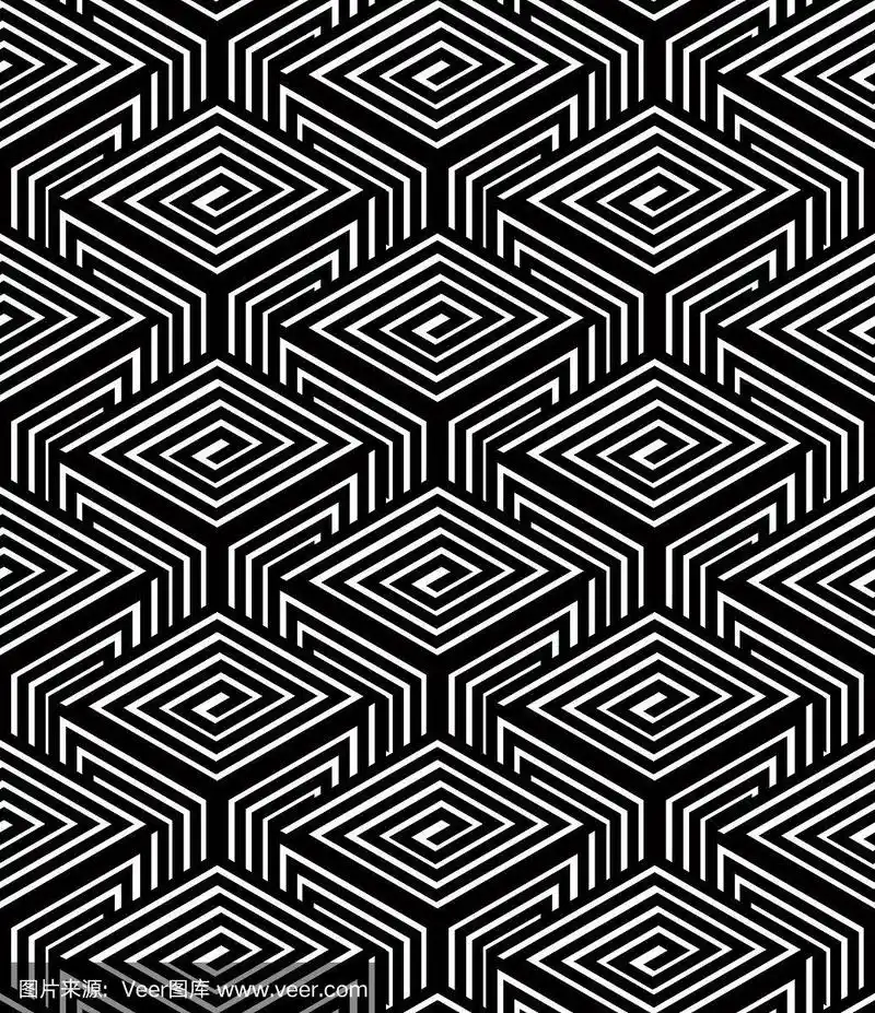 几何形状,四方连续纹样,矢量,永远,黑白图片