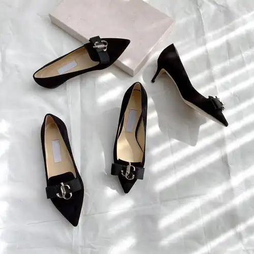 jc新款真皮浅口尖头平底鞋女浅口单鞋5cm细跟高跟鞋女鞋优惠券