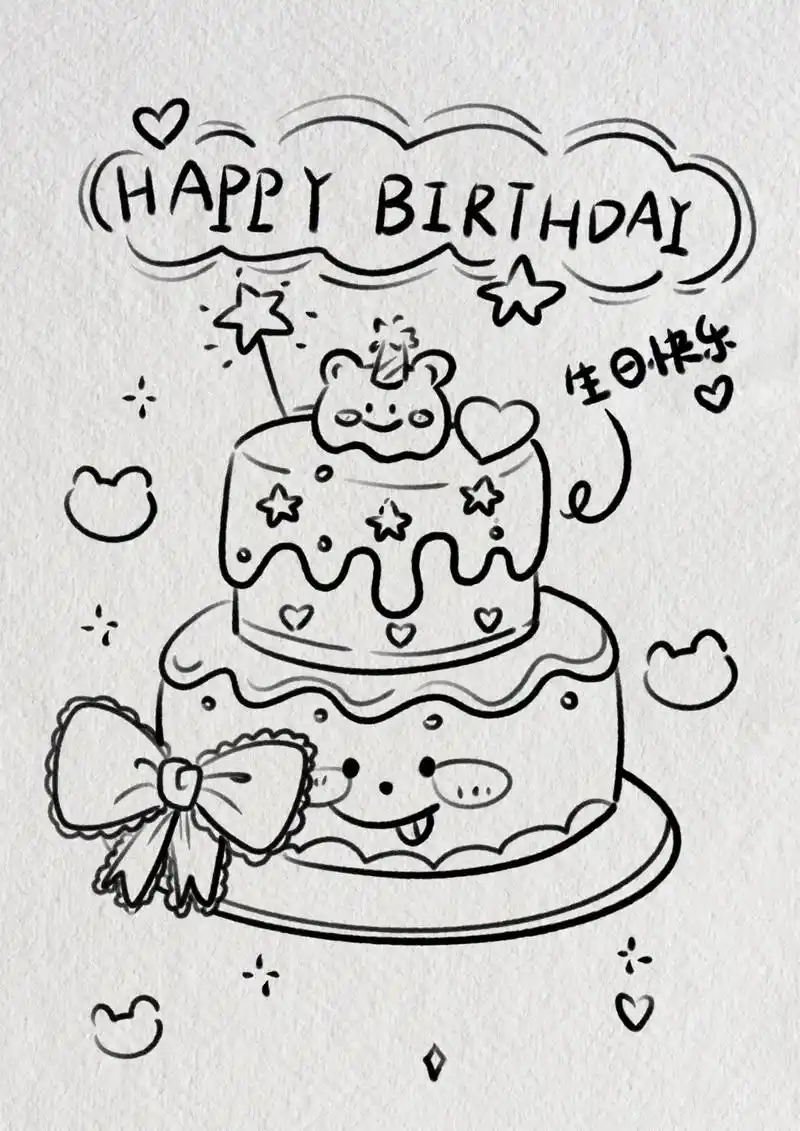 生日蛋糕贺卡简笔画教程第二弹来啦～最近有过生日的小伙伴看过来